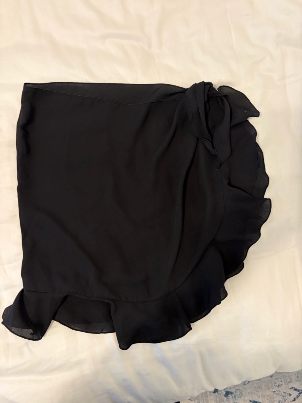 Source Unknown Black Ruffle Wrap Swim Coverup